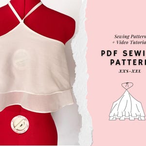 Ruffled Top Pattern, Halter Top Pattern, Womens Top Sewing Pattern, Babydoll Top Sewing Pattern, Summer Top Sewing Pattern, y2k Pattern