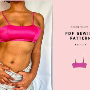 Bustier Crop Top Pattern, Bralette, Beginner Pattern (PDF Pattern)
