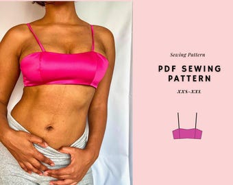 Bustier Crop Top Pattern, Bralette, Beginner Pattern (PDF Pattern)