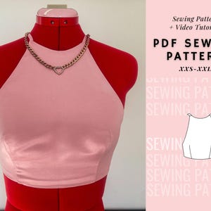 Halter Top Sewing Pattern, Y2K inspired Halter Crop Top Sewing Pattern, Beginner Sewing Patter, Women's Top Pattern, Digital Printable PDF