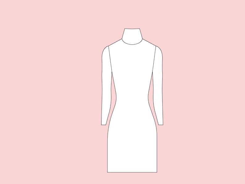 Turtle Neck Dress Pattern, Long Sleeve Mini Dress Pattern, Womens Dress Patterns, Digital PDF Printable Pattern, Easy/Beginner Friendly image 3