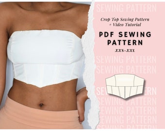Strapless Top Sewing Pattern|| Women's Tops Sewing Pattern|| Sizes xxs-xxl || A4, A0, US Letter.