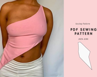One Shoulder Top Sewing Pattern | Tie Top| Open Back Top | Backless Top| Summer Top| | Sizes XSS–XXL | Beginner Friendly | Instant Download