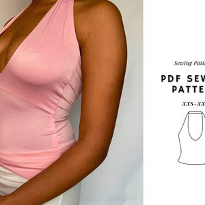 Halter Top Sewing Pattern, Summer Top, Women's top Sewing Patterns, Beginner Patterns, Seamless Top, Y2K Top