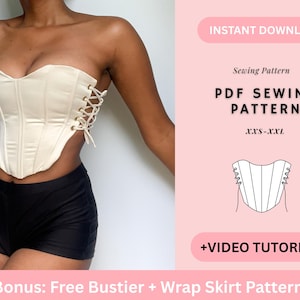 Corset Sewing Pattern, Top Sewing Pattern, Bustier Pattern, Lace Up Corset, Seamless Pattern, Women Sewing Pattern