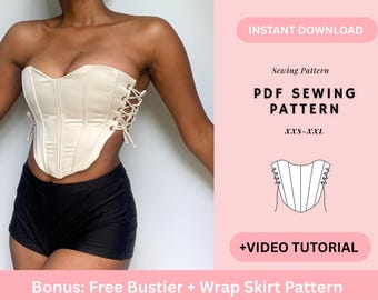 Corset Sewing Pattern, Top Sewing Pattern, Bustier Pattern, Lace Up Corset, Seamless Pattern, Women Sewing Pattern