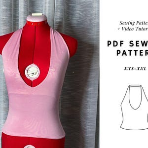 Halter Top Sewing Pattern, Summer Top, Women&#39;s top Sewing Patterns, Beginner Patterns, Seamless Top