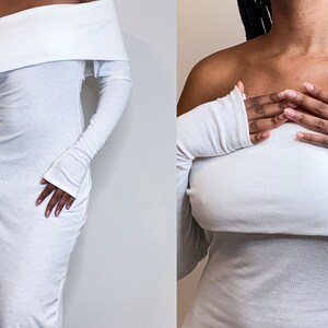 Perfee Slit Printed Off-Shoulder Dress main image 1
