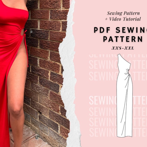 Maxi Dress Sewing Pattern, One Shoulder Dress Pattern, Bodycon Dress Pattern, Sewing Patterns For Women Dress, Sewing Patterns Dress