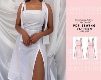 Midi Dress Sewing Pattern| Slit Dress Sewing Pattern| Milkmaid Dress| Summer Dress| Woman&#39;s Dress Patterns| PDF Digital Pattern