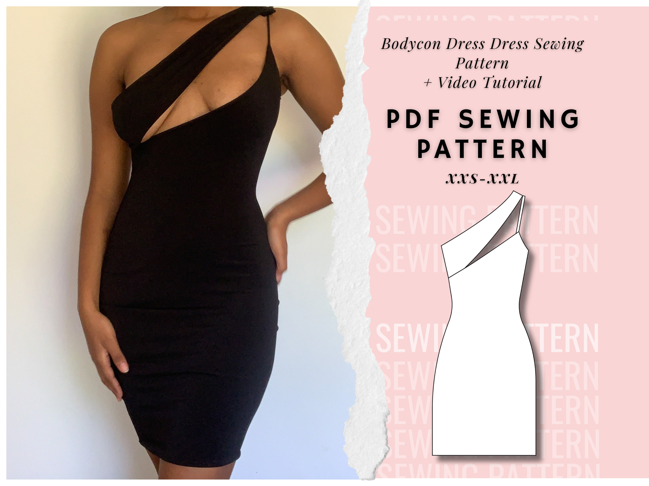 Maggie one shoulder bodycon top – free PDF sewing pattern