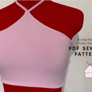 Crop Top Pattern, Halter Pattern, Easy Beginner Pattern, Y2K Crop Top,Women&#39;s Sewing Patterns