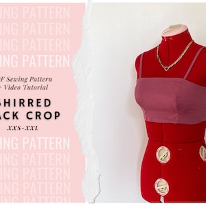 Bustier Top Pattern, Shirred Back Patter, Summer Top Pattern, Women&#39;s Top Pattern, Beginner Patterns, Seamless Pattern, Crop Top Pattern
