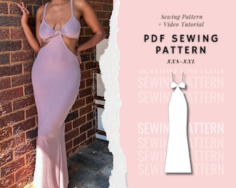 Maxi Dress Sewing Pattern, Digital Pattern, Bodycon Dress Pattern, Sewing Patterns For Women Dress, Sewing Patterns Dress