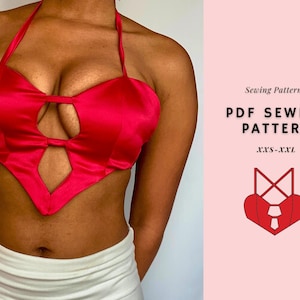 Backless Top Pattern,  Sweetheart Neckline,  Halter Top,  Crop Top Pattern, Beginner Friendly (PDF Pattern)