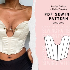 Corset Sewing Pattern, Top Sewing Pattern, Bustier Pattern, Lace Up Corset, Seamless Pattern, Women Sewing Pattern