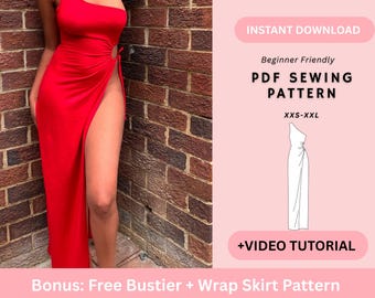 Maxi Dress Sewing Pattern, One Shoulder Dress Pattern, Bodycon Dress Pattern, Sewing Patterns For Women Dress, Sewing Patterns Dress