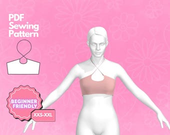 Crop Top Sewing Pattern, Seamless Top Pattern, Sports Bra Pattern, Digital Sewing Pattern, Women's Top Pattern, Beginner Patterns