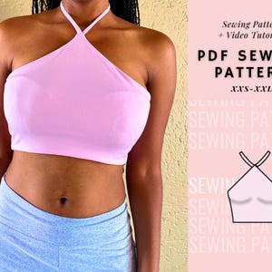 Halter Top Sewing Pattern, Crop Top Sewing Pattern, Fitted Top Pattern, Women&#39;s Sewing Pattern, Beginner Patterns