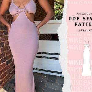 Maxi Dress Sewing Pattern, Digital Pattern, Bodycon Dress Pattern, Sewing Patterns For Women Dress, Sewing Patterns Dress