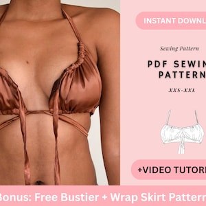 Ruched Bralette | PDF Sewing Pattern | Bralette Sewing Pattern|  Bra Pattern| Bralette Top| Crop Top Pattern| Sewing pattern woman tops