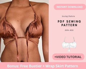 Ruched Bralette | PDF Sewing Pattern | Bralette Sewing Pattern|  Bra Pattern| Bralette Top| Crop Top Pattern| Sewing pattern woman tops