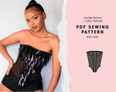 Bustier Pattern, Corset Pattern, Womens Top Pattern, Lace Up Top, Corset With Cups, Strapless Top Pattern, Stays Pattern, Sewing Pattern