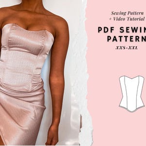 Bustier Sewing Pattern,  Corset Pattern, Strapless Corset Pattern, Lace Up Top Pattern, Corset Top, Womens Top Patterns, PDF Sewing Pattern