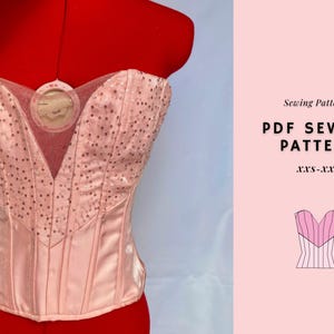 Sweetheart Corset Top Sewing Pattern: Plunging Neckline Bustier (PDF Pattern XXS-XXL)