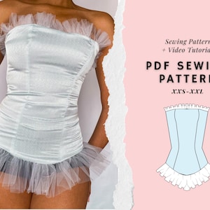 Wzór na gorset, top gorsetowy, gorset na biust, koronkowa góra gorsetowa, wzór na top damski, top tuba, wzór na top księżniczki, wzór na gorset w formacie PDF