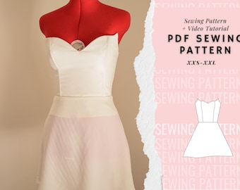 Backless Lace Up Dress Pattern| Bustier Pattern| Mini Summer Cocktail Dress Sewing Pattern For Women, Women&#39;s Dress Patterns