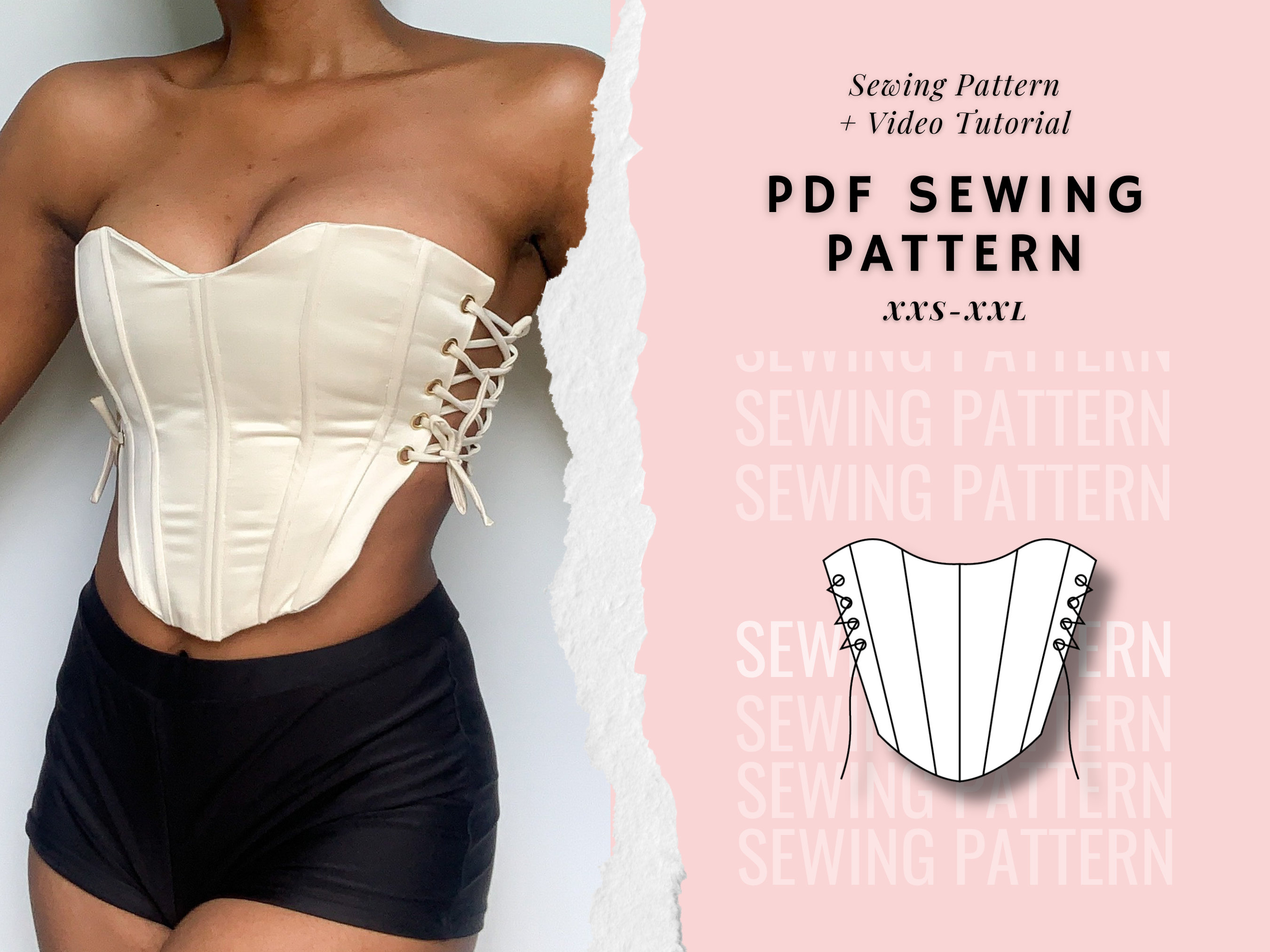 Corset Sewing Pattern, Top Sewing Pattern, Bustier Pattern, Lace up Corset, Seamless Pattern, Women Sewing Pattern - Etsy Corset Sewing Pattern, Top Sewing Pattern, Bustier Pattern, Lace up Corset, Seamless Pattern, Women Sewing Pattern - Etsy