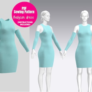 Bodycon Dress Pattern| Sleeve Dress| Dress sewing patterns |Women&#39;s Dress Sewing Patterns| PDF sewing Patterns| Easy sewing patterns