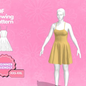 Backless Lace Up Dress Pattern, Bias Dress, Mini Summer Dress Pattern, Dress Patterns For Women, PDF Pattern