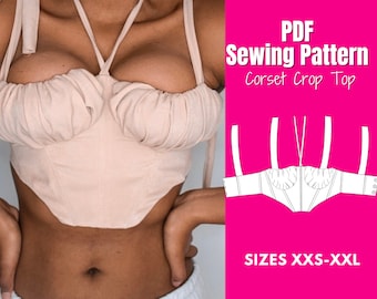 Corset Top Sewing Pattern| Women's Sewing Pattern| Sizes xxs-xxl | PDF Sewing Patterns For Tops | A4,A0 US Letter Printable Pattern