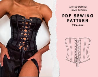 Corset Sewing Pattern, Bustier Pattern, Lace Up Top Pattern, Womens Top Patterns, Corset Top Pattern, PDF Sewing Patterns