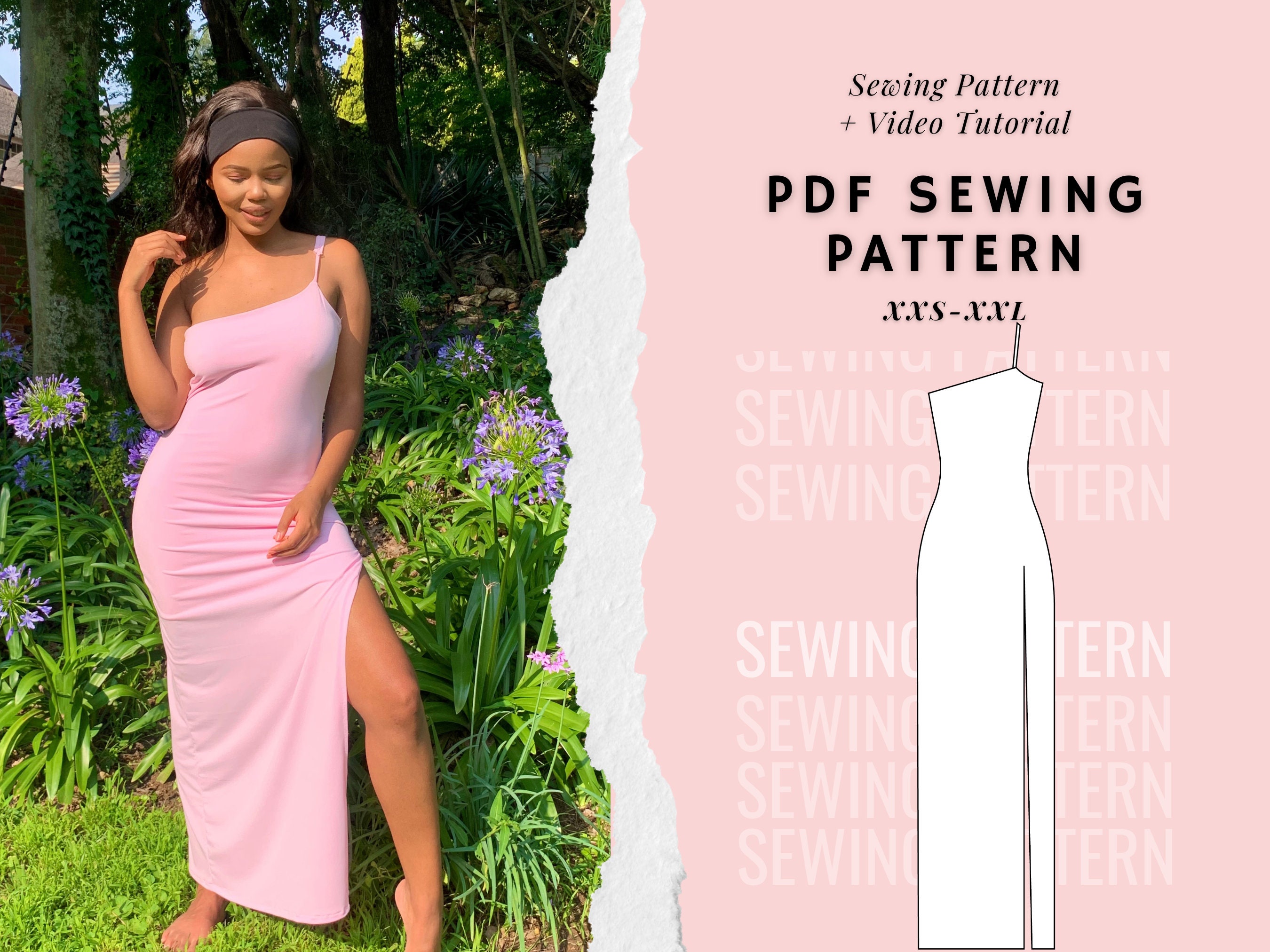 Maxi Dress Sewing Pattern, One Shoulder Dress Pattern, Bodycon Dress Pattern,  Sewing Patterns for Women Dress, Sewing Patterns Dress - Etsy