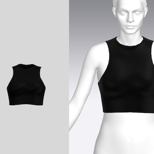 Patrón de costura de top corto sin mangas / Tallas XXS-XXL / Descarga instantánea / Patrón de costura digital A4, A0 y Carta