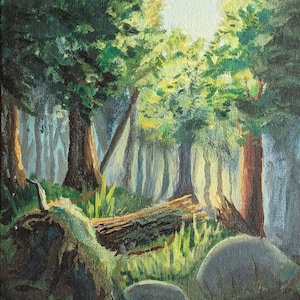 Original Acrylic Painting &quot;Deep In the Woods&quot; on Canvas Board - Original Art - Nature Art - Home Decoration - Original Painting