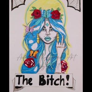 Goddess Tarot Art | A4 Hand Drawn Illustration | Spiritual Decor | Mystical Tarot Print | Art Gift | Home Decor