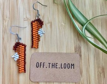 Sweet Potato Pie Seed Bead Earrings - Handmade Beaded Earrings - Food Earrings