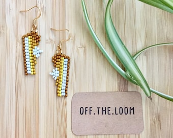 Lemon Meringue Pie Seed Bead Earrings - Handmade Beaded Earrings - Food Earrings