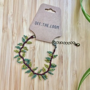 Vine Seed Bead Bracelet- Handmade Beaded Bracelet- Leaf Bracelet- Fairycore Bracelet- Forrestcore Bracelet