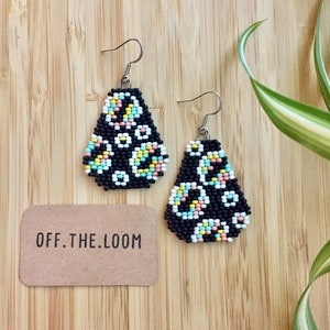 Large Pastel Neon Bubble Seed Bead Earrings - Handmade Beaded Earrings - Graphic Earrings