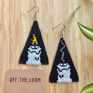 Candle Smoke Delica Beaded Earrings - Handmade Beaded Earrings - Graphic Earrings