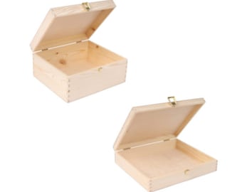 Drewniane Pudełko z Drewna z Pokrywą do Dekoracji i Decoupage | 2 Rozmiary | Skrzynka Niemalowana do Przechowywania | Prezent Ślubny