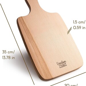 Small Wooden Cutting Chopping Board 35 x 20 x 1.5 cm / 0.5 cm Paddle Serving Platter with Handle Rectangular Kitchen Board image 4