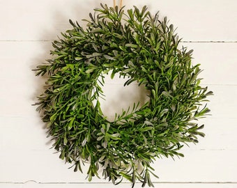 Artificial Faux Olive Branch Wreath | Round Diameter 36 cm (+/-2 cm) | Front Door Wall Table Hanger | Greenery Spring Rustic