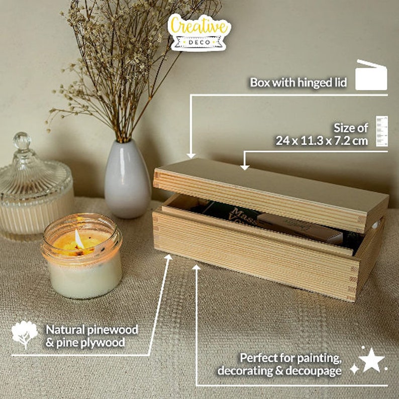 Aufbewahrungsbox aus Holz Unlackiert mit Deckel 4 Größen Schmuckkästchen Hochzeitsgeschenk Bild 7