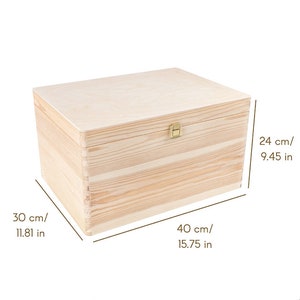 Lockable Plain Wooden Storage Box 3 Sizes with Lid and Lock Wedding Gift Box ROUGH & UNSANDED Wood Keepsake Chest 40 x 30 x 24 cm